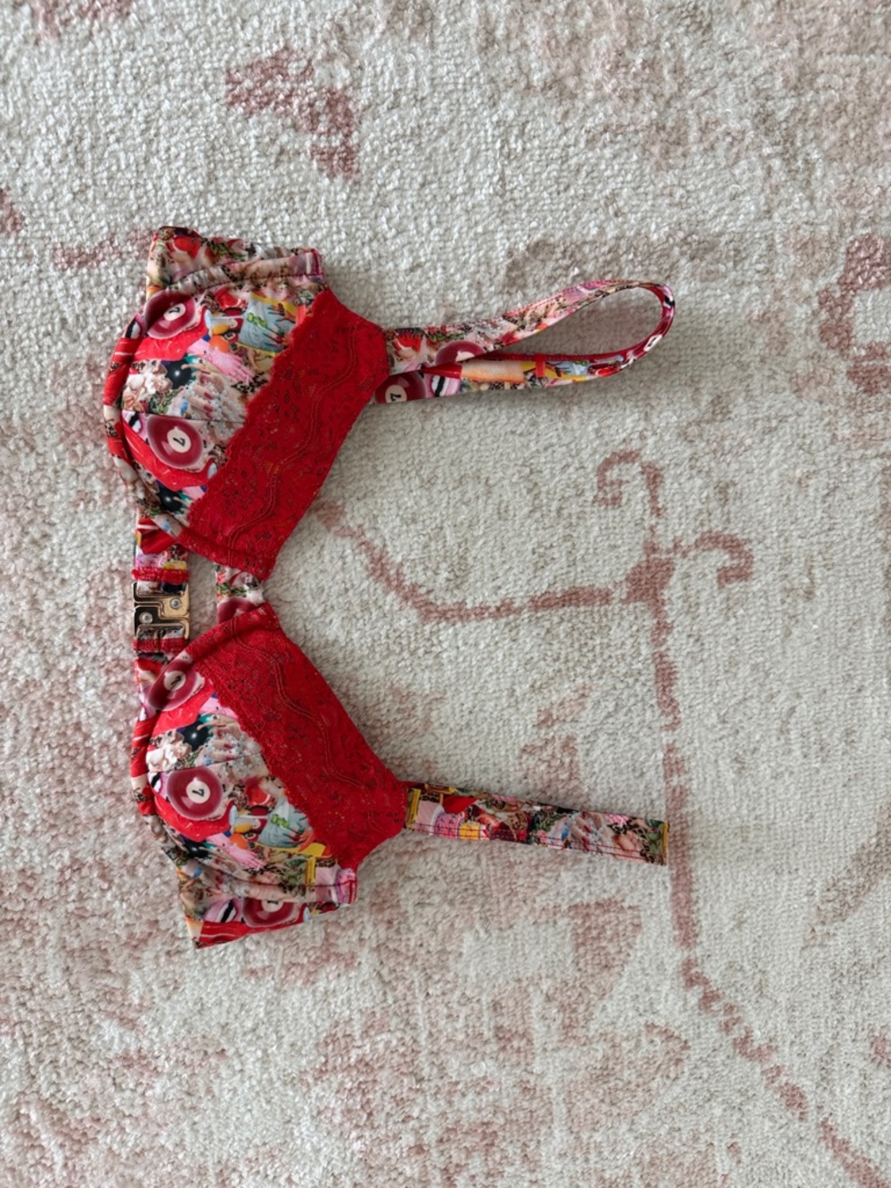Strawberry Milk Mob Red Floral Lace Bikini Set - Picture 4 of 4